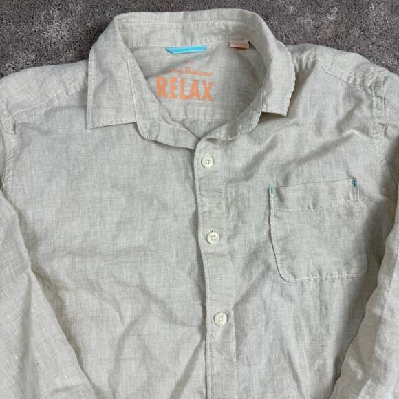 Tommy Bahama Relax Shirt Size L 100% Linen Beige Button Up Beach Resort Casual - Picture 2 of 4